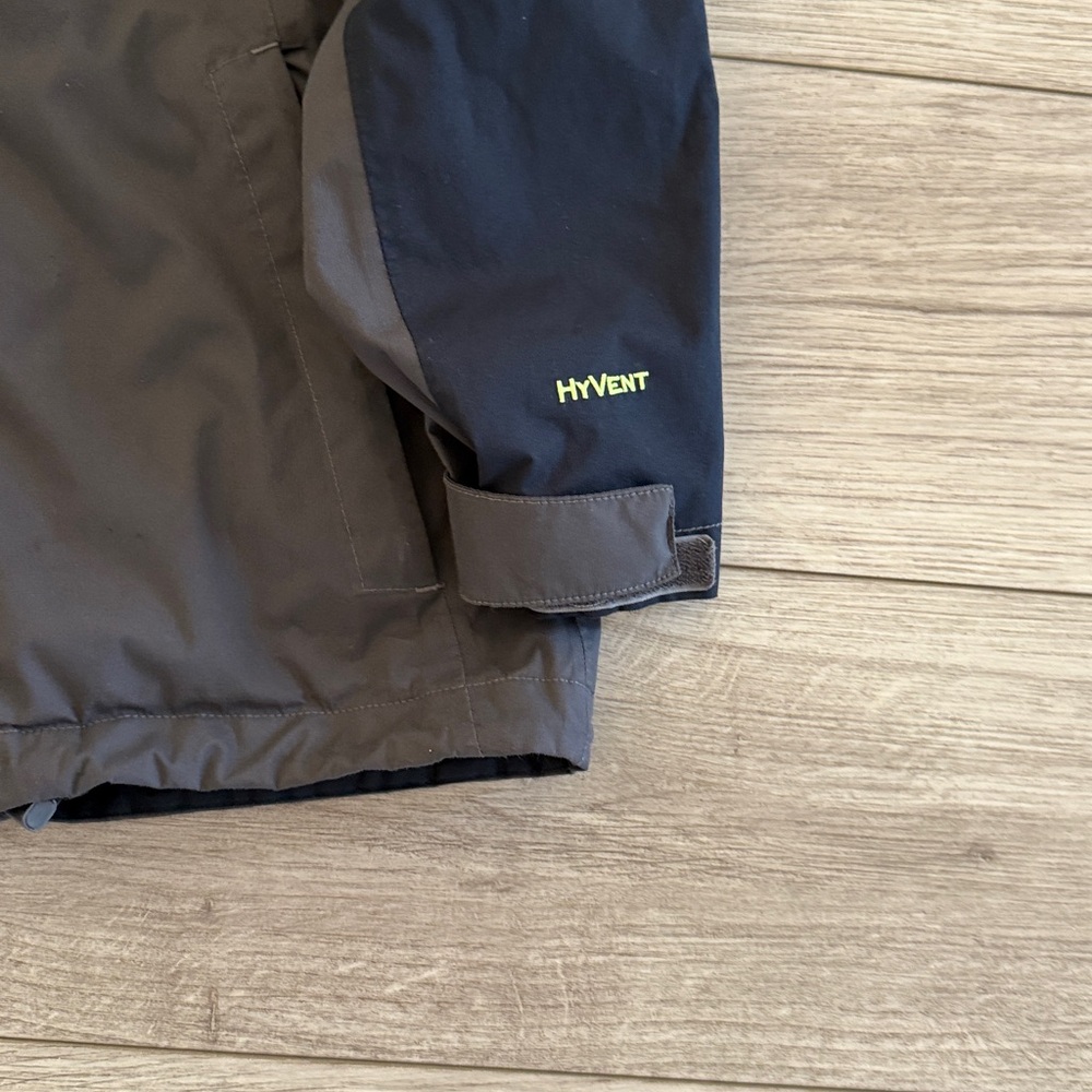 The North Face Kids' HyVent Black and Gray Raincoat with Green Lining Medium - Picture 3 of 11